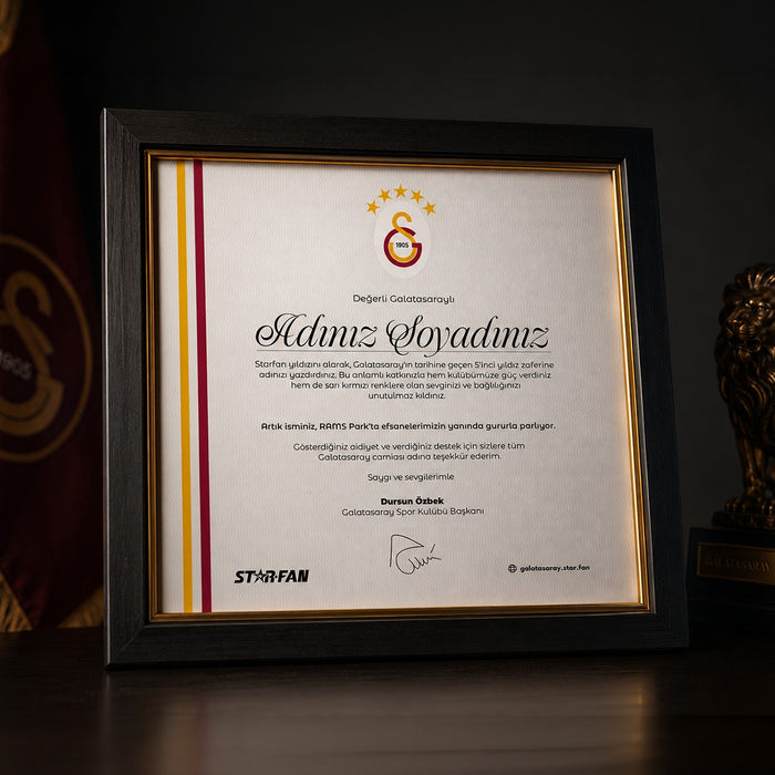 Dursun Özbek imzalı kişiye özel çerçeveli mektup